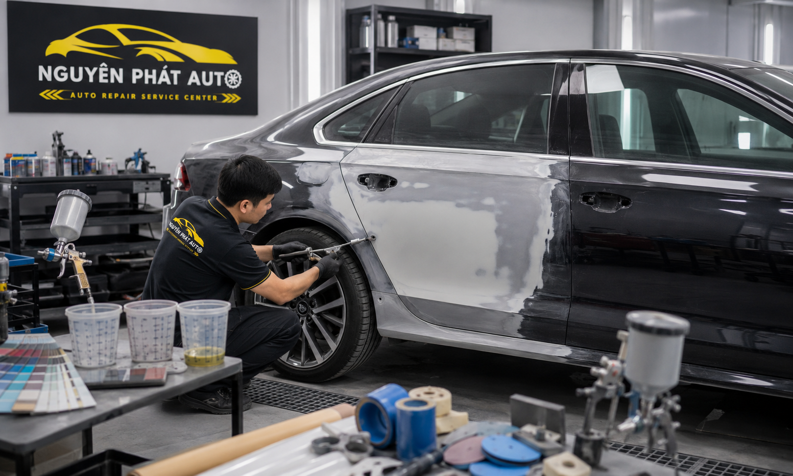 Quy trình nắn chỉnh, xử lý bề mặt và sơn xe sang tại Nguyên Phát Auto Quận 7