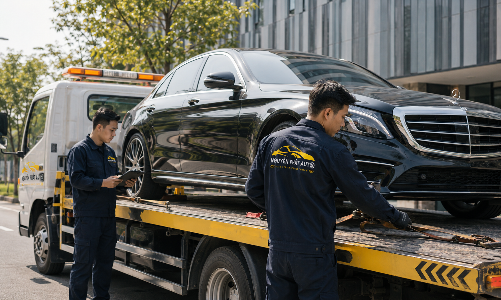 Vận chuyển xe sang gặp sự cố về Nguyên Phát Auto để kiểm tra và sửa chữa